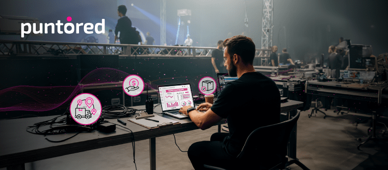 Profesional gestionando pagos masivos en entretenimiento desde un evento en vivo